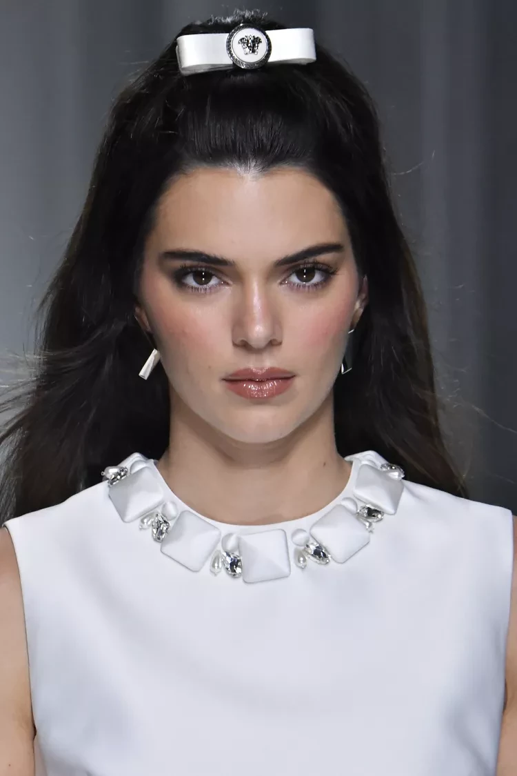 Kendall Jenner Retro Bangs with a Bow Look